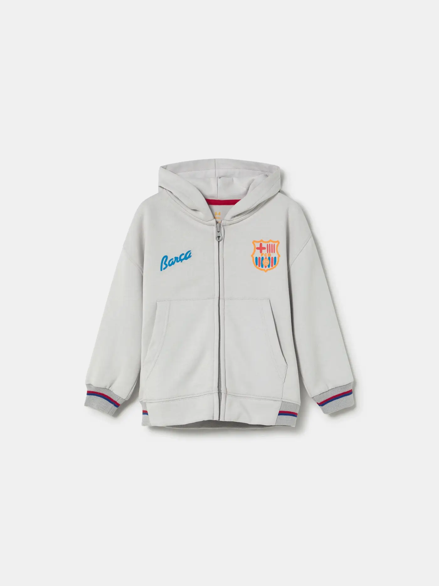 Hoodie Zip Grey Crest Barça - Kids - Image 3