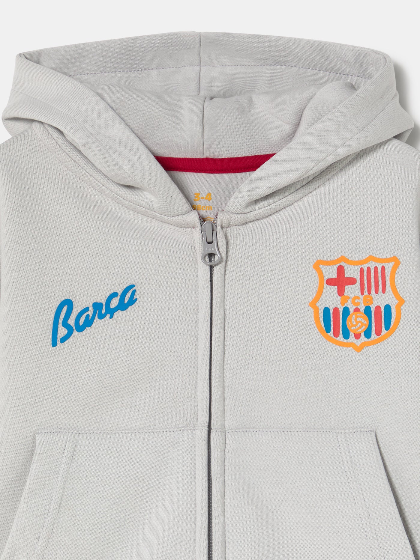 Hoodie Zip Grey Crest Barça - Kids - Image 6