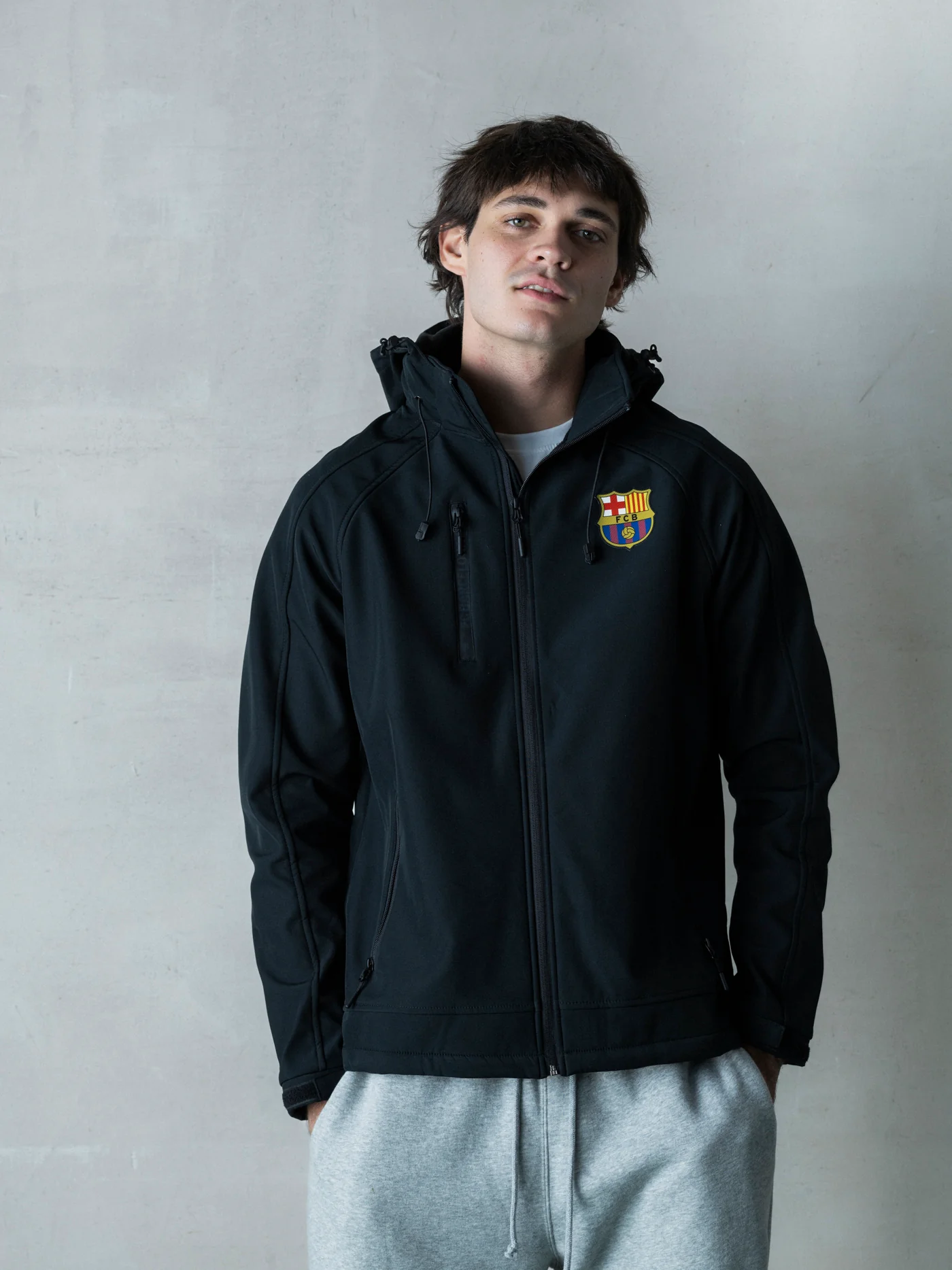 FC Barcelona Hooded black softshell jacket