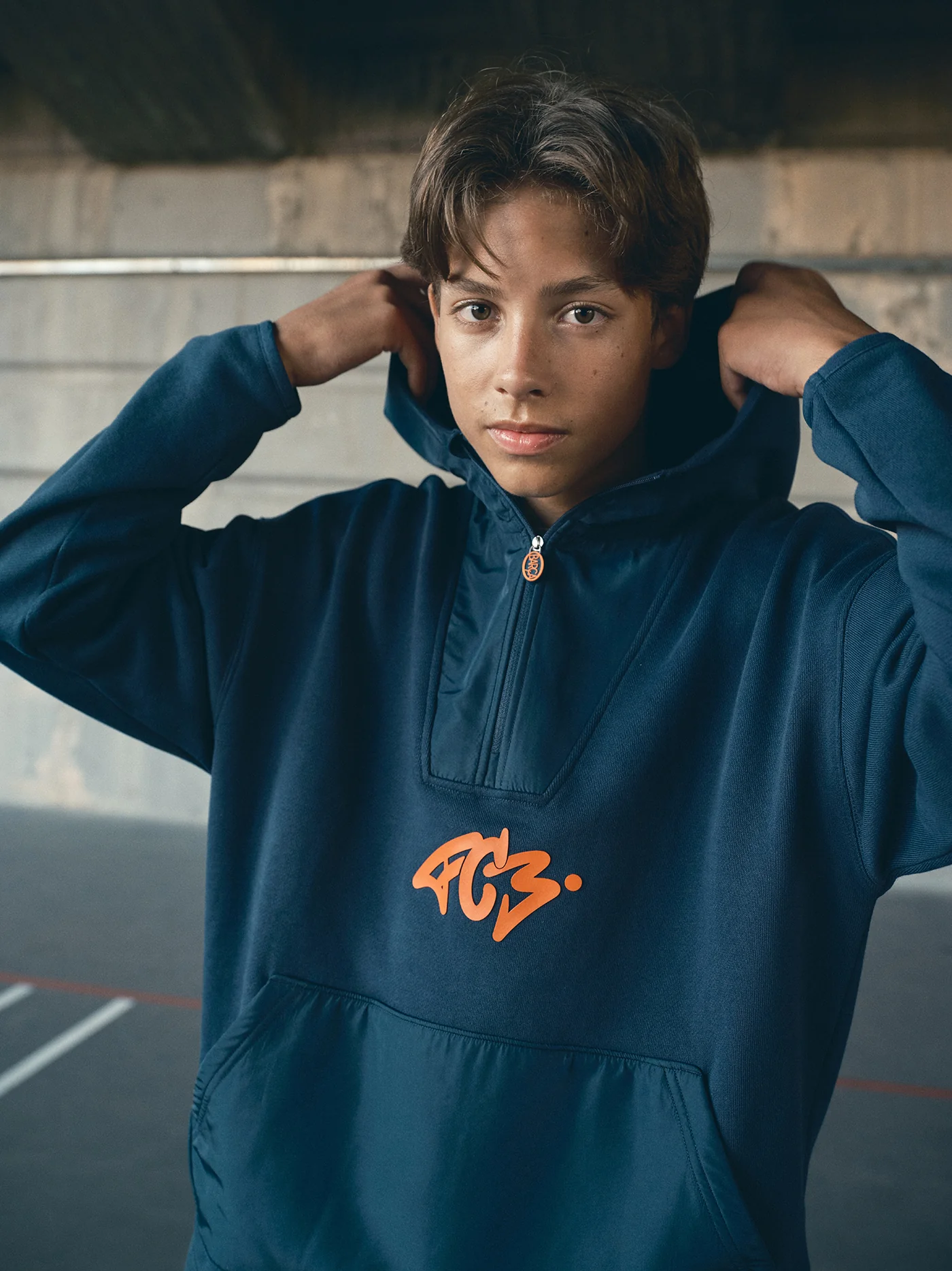 Hoodie Half Zip Navy Barça Essentials - Junior - Image 3
