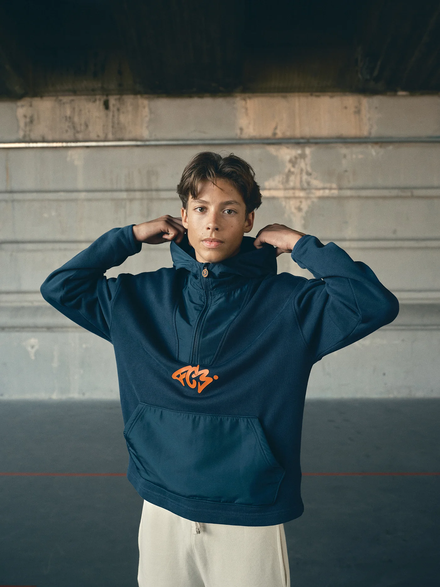 Hoodie Half Zip Navy Barça Essentials - Junior - Image 6