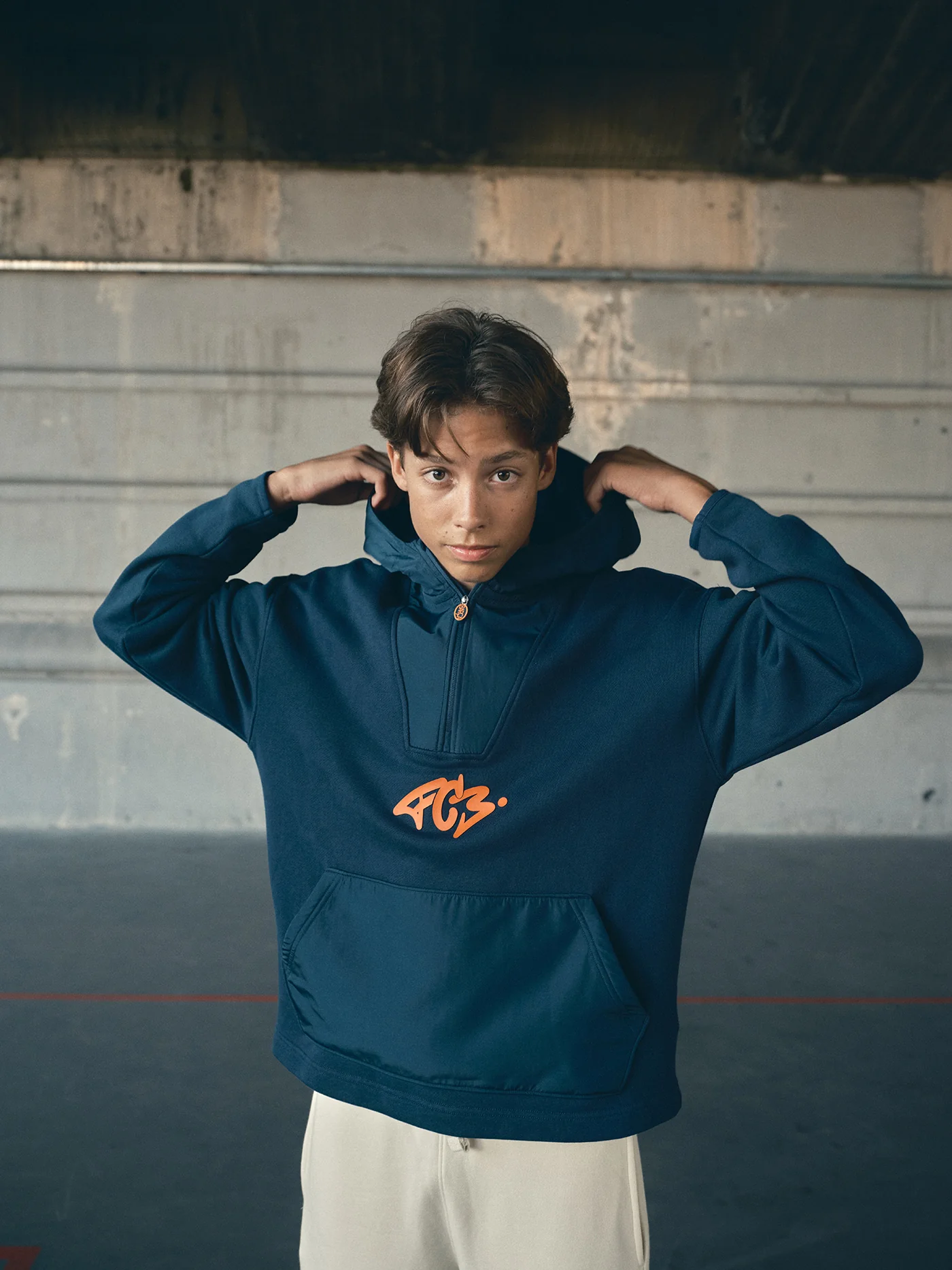 Hoodie Half Zip Navy Barça Essentials - Junior - Image 7