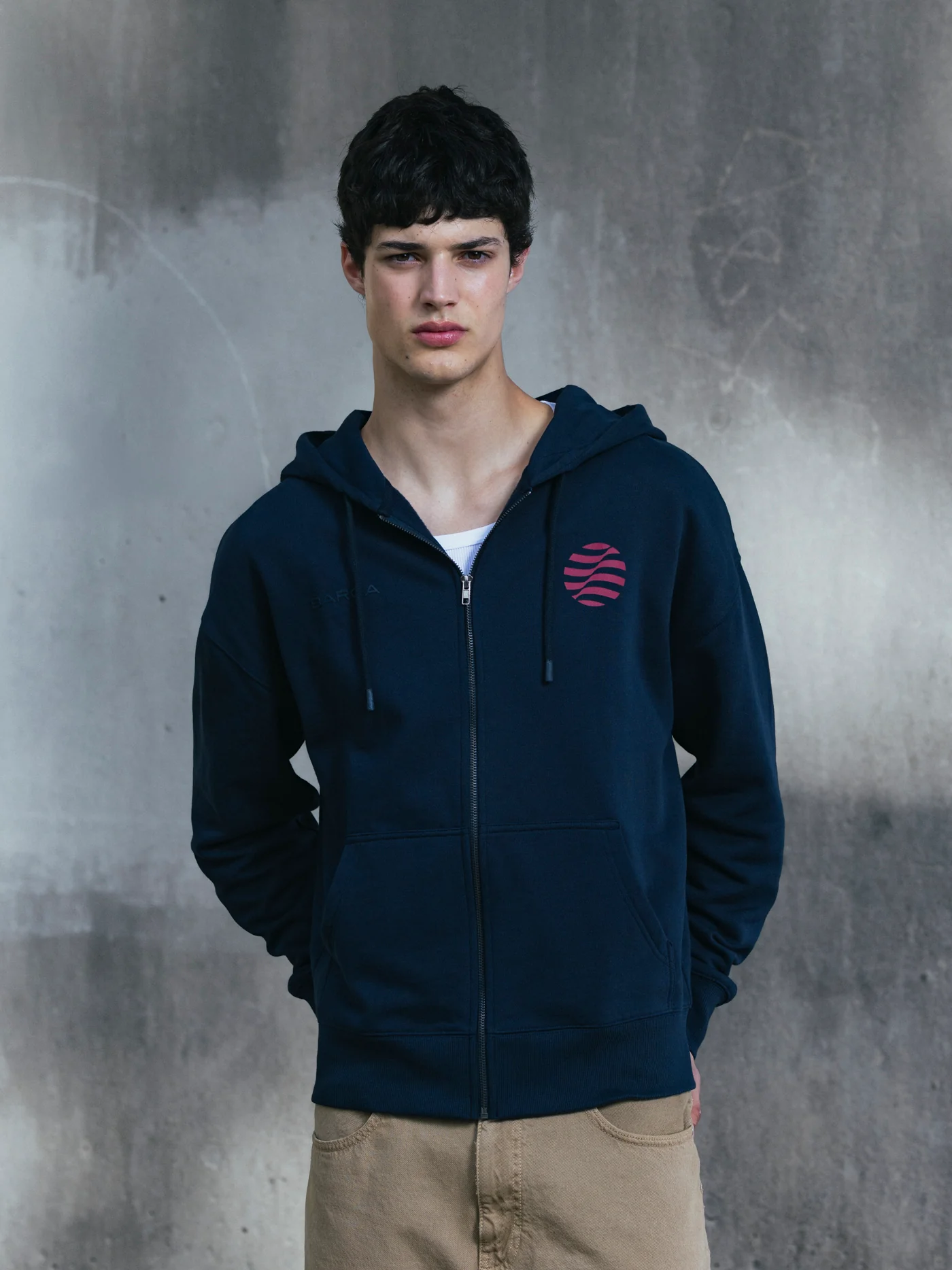 Hoodie Zip Navy Barça Organic Goals - Image 3