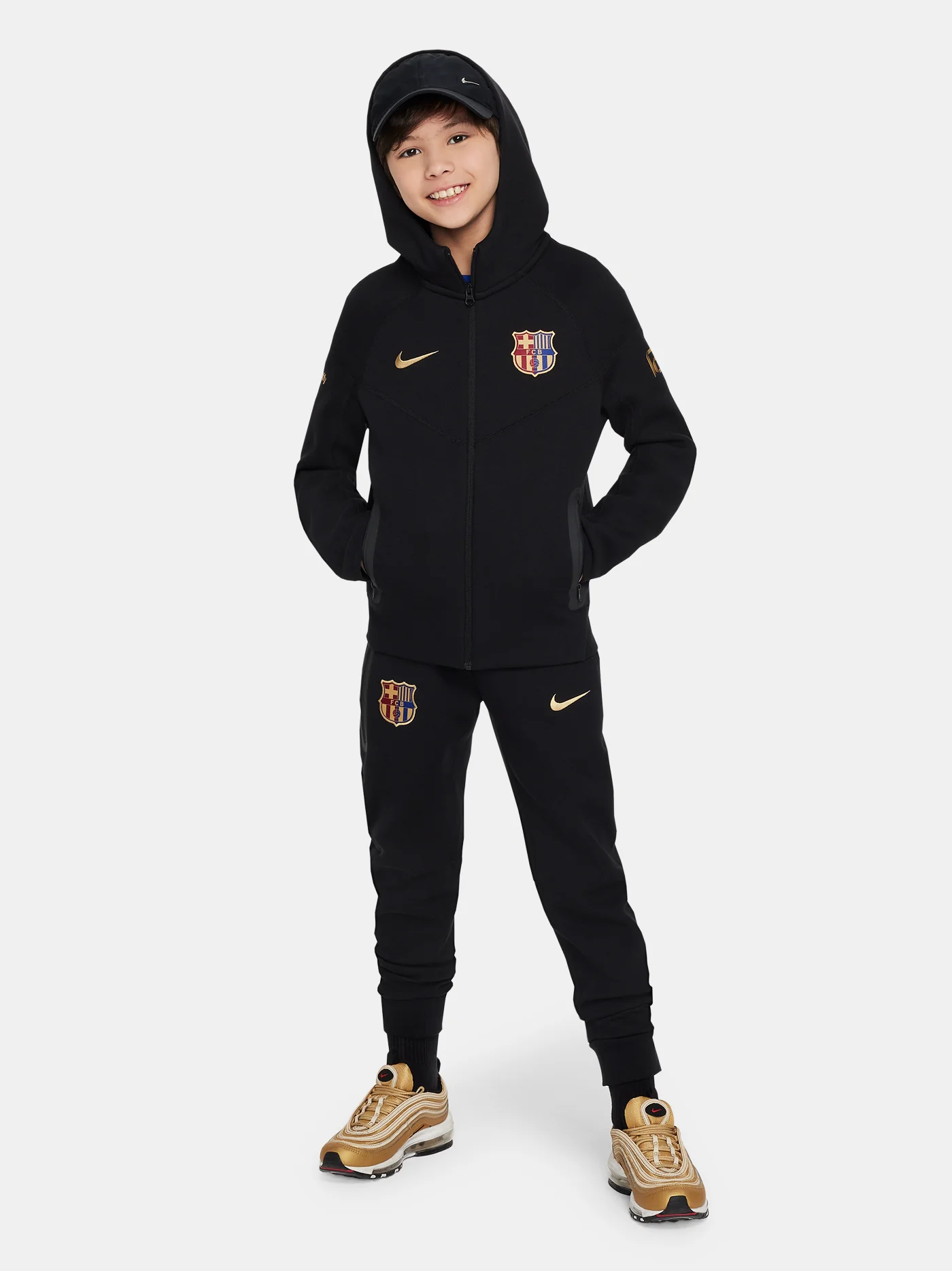 Jacket tech fleece black Barça Nike - Kids - Image 9